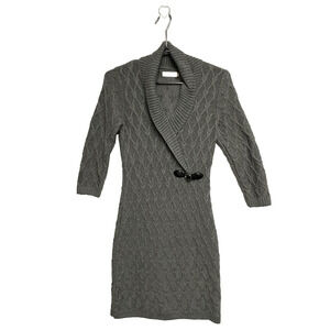 Calvin Klein Women's Gray Cable Knit 3/4 Sleeve Sweater Dress - Size S